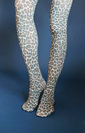 Leopard Pattered Tights: Beige / S-L