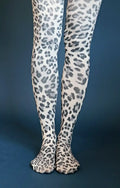 Leopard Pattered Tights: Beige / S-L