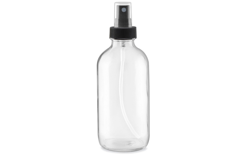 Empty Glass Spray Bottles with clear overcap: Clear / 8oz