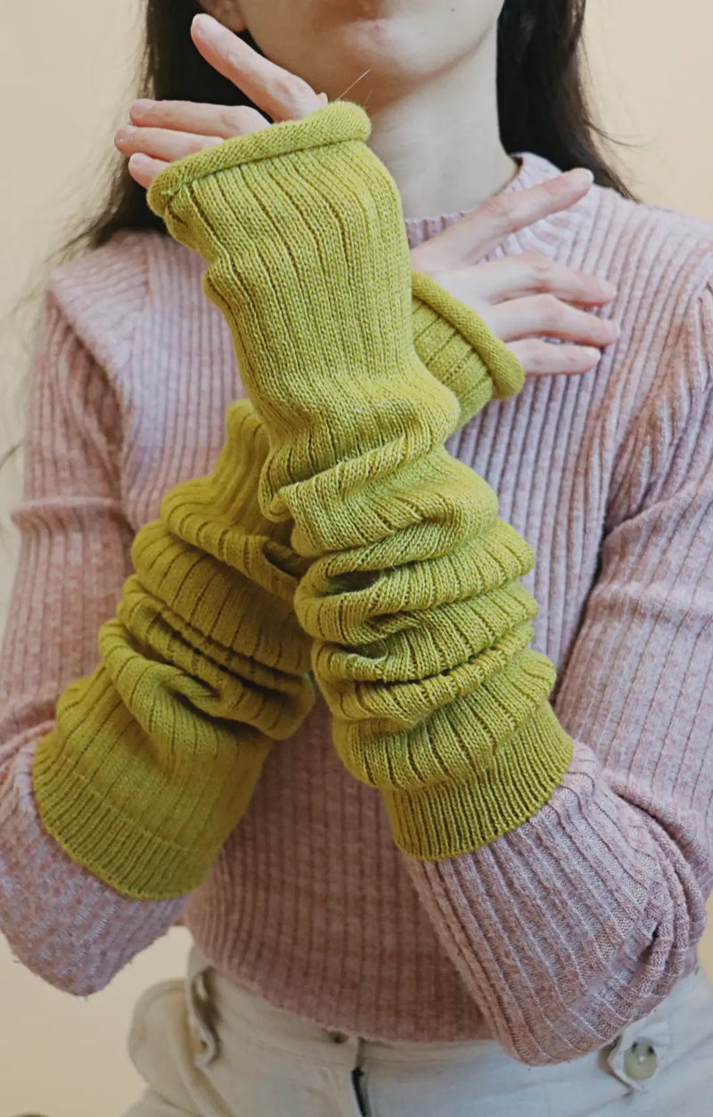 Wool Blend Arm Warmers / Leg Warmers: One Size (20 inches) / Bitter Yellow