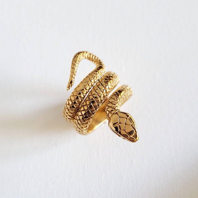 Snake serpent 18kt gold plated ring